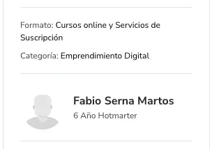 Perfil de Hotmart de Fabio Serna con 6 años de antigüedad